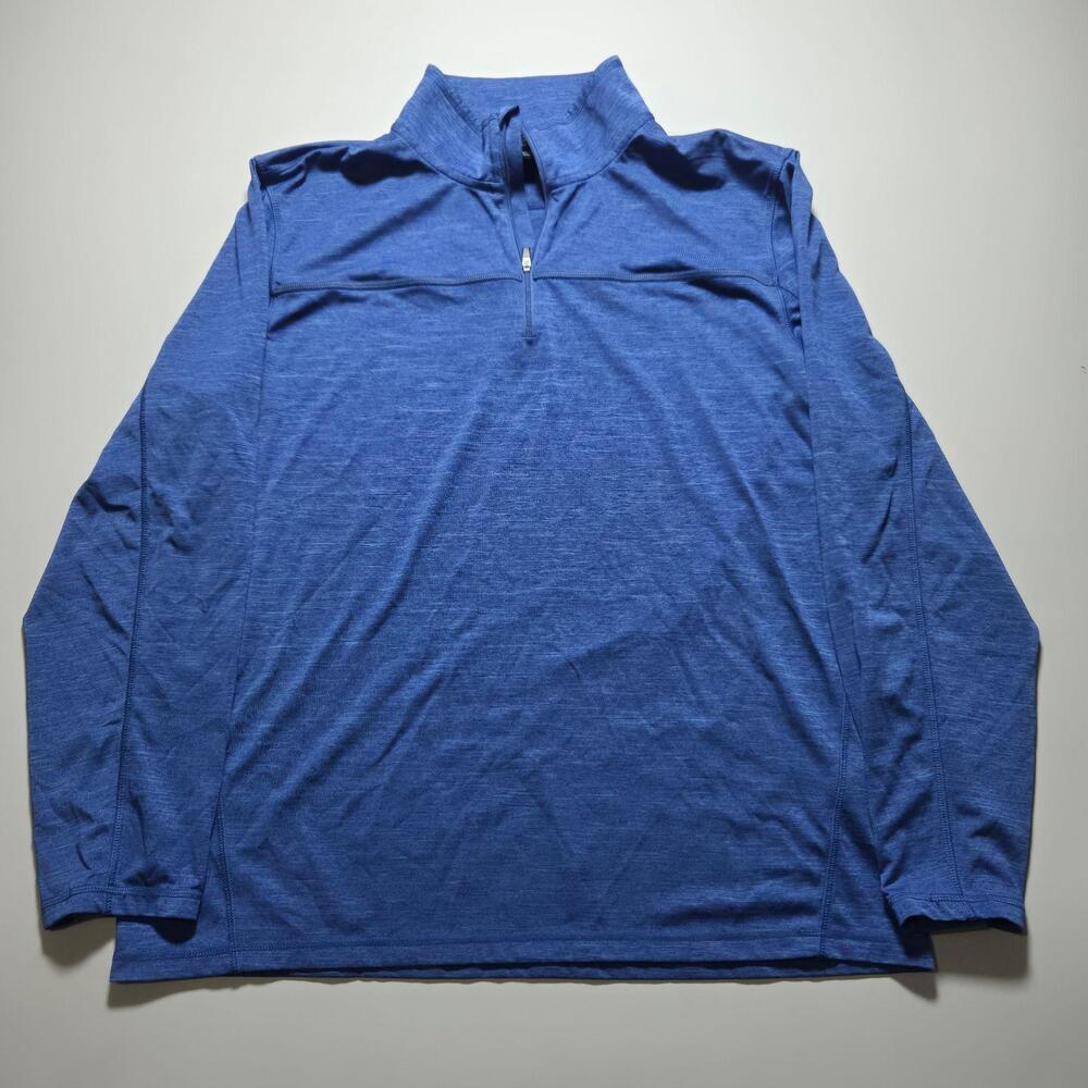 Calvin Klein Jeans Pullover Mens Large Blue 1/4 Zip Long Sleeve Logo Shirt